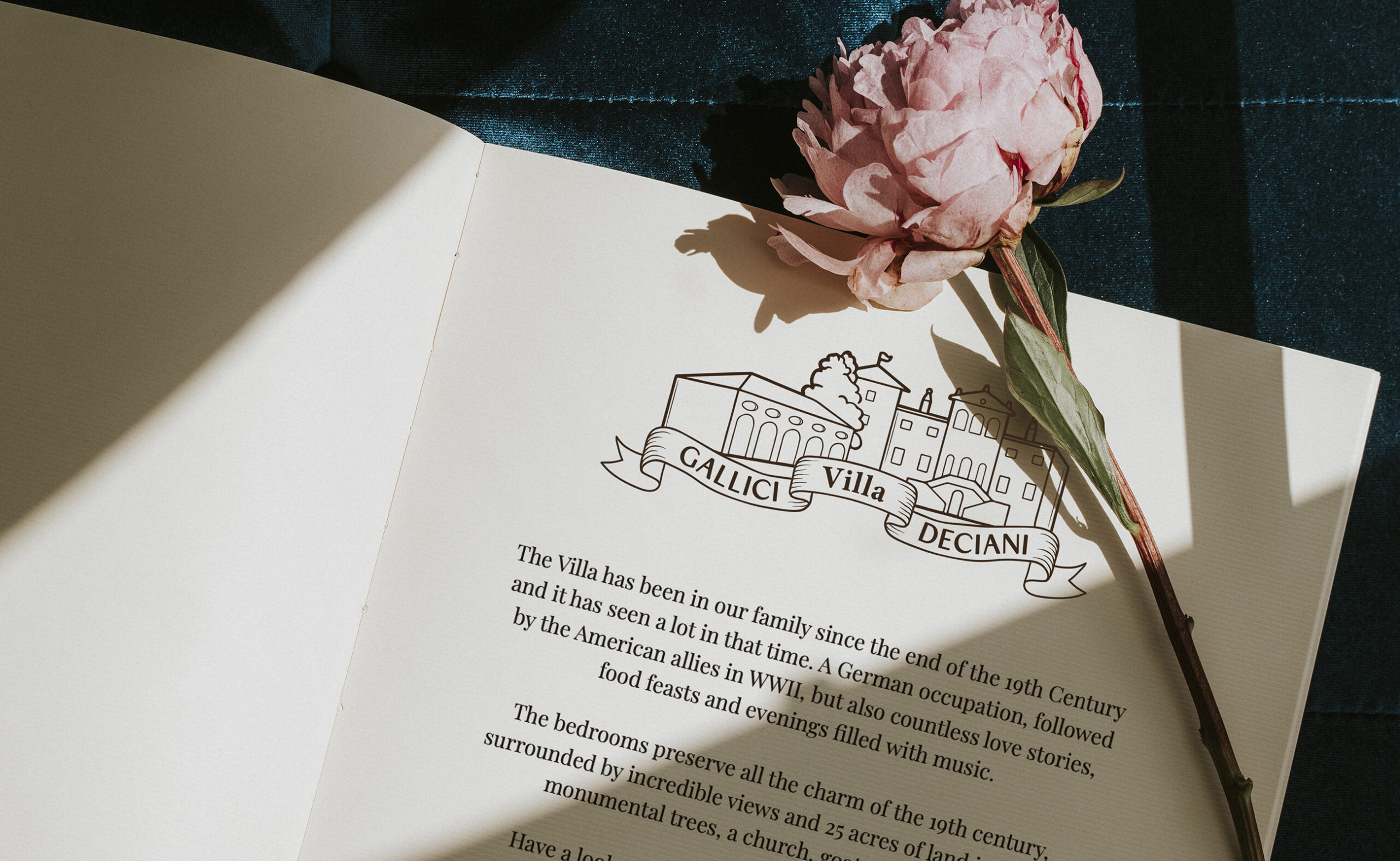 Diary mockup with a pink peony sarah bernhardt